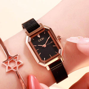 GEDI Women watch fashion simple easy match square popular quartz lady watch students bracelet 13004 mesh steel women's watch