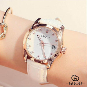 New Arrive GUOU Women Watches Fashion Modern Diamond Watch Elegant Leather Auto Date Ladies Watch gift for women