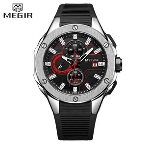 MEGIR 2019 Fashion Men Sport Watch with Chronograph Waterproof Silicone Quartz Military Men Watches Clock Male Relogio Masculino