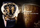 Winner European American Style Men's Fashion Casual Hollow Triangle Large Dial Automatic Mechanical men Watch SLZg65
