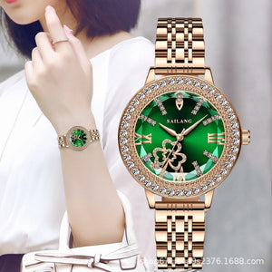 Watch women Ling-shaped cut glass gypsophila female watch simple fashion gift rose gold diamond watch SL5801