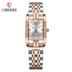 Chenxi New Square Ladies Watch Quartz Calendar Solid Steel Band Waterproof Belt Diamond Fashion Women's Watch CX-315