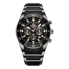 Reward Men's watch sports multi-functional three eyes calendar luminous waterproof steel quartz watch