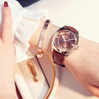 GUOU watch temperament quartz watch large dial Leather trend simple temperament ladies watch waterproof 8097