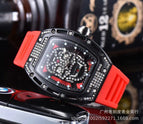 Men's watch New Diamond-Embedded Watch Skull Men's Fashion Barrel-Shaped Hollow Silicone Wrist Watch