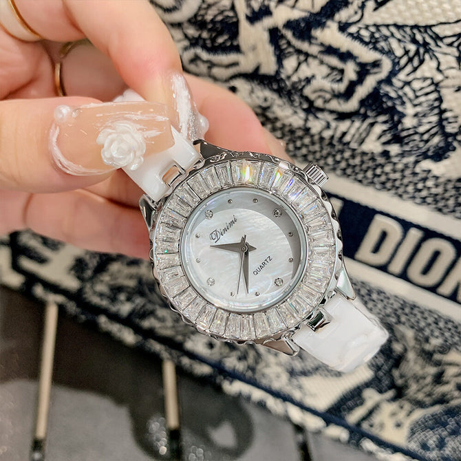Dimini Light Luxury Women's Watch Fashionable Exquisite Waterproof Watch Ceramic Women's Watch Strap Quartz Wrist 77049 Watch