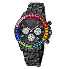 PINTIME men's watch Crystals Three-Eye Watch Square Rhinestone Diamond Men's and Women's casual quartz Watch PT2742
