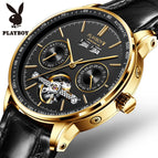PLAYBOY 3017 Original Multi Functional Automatic Mechanical Watch Waterproof Male Formal Watches Men's Watch Gift for Father ,friends