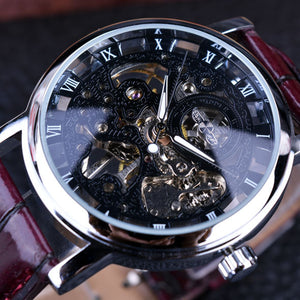 Winner Mechanical Watch Men's Fashion Casual Retro Roman Style Hollow-out Watch Manual Mechanical Watch SLZ11