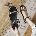 Roman sandals women's 2022 summer new all-match flat shoes sequins soft bottom one word belt sandals women 8500-19