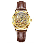 LAOGESHI dragon and phoenix couple watch mechanical hollow luminous leather watch automatic mechanical watch 3688