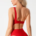 One-Piece Swimsuit Women's Summer Hot Sexy Solid Color Large Size One-Shoulder Halter Bikini Swimsuit