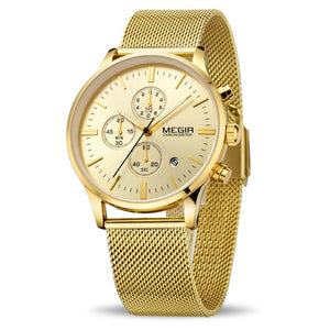 MEGIR 2011 Stainless Steel Quartz Men Watches Chronograph Watch Clock Men Relogio Masculino for Male Students