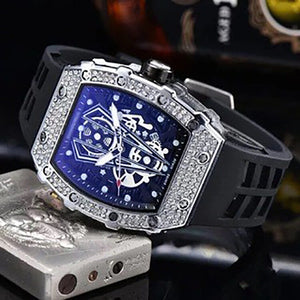 2023 Watch for men New Diamond Quartz Watch Barrel-Shaped European Style Hollow Ghost Head Quartz Watch 9791