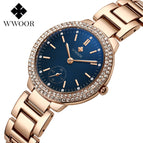 WWOOR 8854 women Watch Colorful Glass Trendy Ladies Watches Diamond Quartz Watrproof Watch