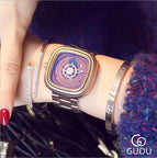 GUOU Watch Women Fashion Square Women's Watches Rose Gold Personality Calendar Stainless Steel Watches relogio feminino saat
