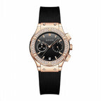 2021 Fashion Women Watches Lady Big Dial Rose Gold Wristwatches Waterproof Rubber Strap Rhinestone Bling Clocks Gifts for Women