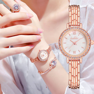 Women watch bracelet set fashion elegant small diamond office lady quartz watch causal set 011