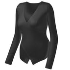 Women New sports top ins V-neck high elastic waist slim running Yoga suit long sleeve T-shirt XK802