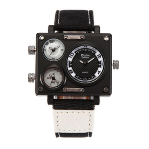 Oulm large dial casual men's watch domineering multi-time zone square quartz men's watch military watch HP3595