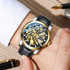 CHENXI2021 New Hollow Automatic Mechanical Watch Men's Waterproof Leather Strap Luminous business men casual Watch CX-8812
