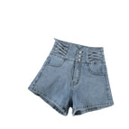 JEANS washed retro denim shorts women's 2022 new Korean version of the ultra-high waist thin niche a-line hot pants 228