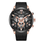 Megir Men's Watch Multi-Function Timing Three Eyes and Six Needles Silicone Quartz Watch 2222G