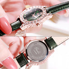 GEDI 51009 Women Fashion Casual Watches New Style Leather Strap Simple Quartz Wristwatch Korean Version Diamond Ladies