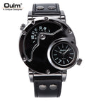 Oulm Fashion Trend Men's Watch Dual Time Zone Personality Sports Quartz Men's Watch 9591
