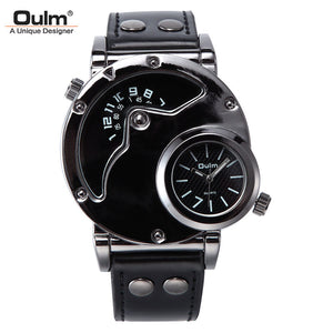 Oulm Fashion Trend Men's Watch Dual Time Zone Personality Sports Quartz Men's Watch 9591