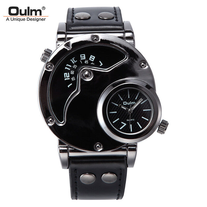 Oulm Fashion Trend Men's Watch Dual Time Zone Personality Sports Quartz Men's Watch 9591