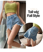 JEANS retro raw edge denim shorts summer women 2022 new high waist thin loose wide leg hot pants DK2008