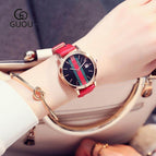 GUOU 8082 Fashion Retro Leather Belt Watch Waterproof Calendar Women's Watch Roman Quartz Watch Women