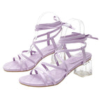 Sandals women 2021 new ring foot straps women's shoes round head crystal thick heel single shoes women Y8