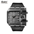 Oulm Large dial quartz men's watch casual belt male watches personality square watch for men