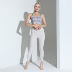 2023 yoga suits Elegant Vintage Printed Top Bamboo Green Pants Yoga Clothes Two-Piece Set Women's Training Fitness running Suit TZ-221103