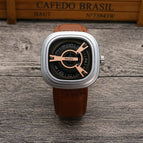 Punk Square Turntable Boys Watch Trendy Men's Turntable Fashion Clock All-Match Belt Quartz Watch 58991