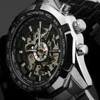 Winner340 Classic Look Men's Fashion Casual Hollow Luminous Semi-automatic Mechanical men Watch SLZ56