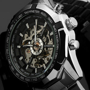 Winner340 Classic Look Men's Fashion Casual Hollow Luminous Semi-automatic Mechanical men Watch SLZ56