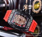 Men's watch New Diamond-Embedded Watch Skull Men's Fashion Barrel-Shaped Hollow Silicone Wrist Watch
