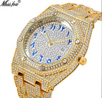 MISSFOX watch hip-hop high-end full diamond waterproof calendar men's watch V301 quartz watch