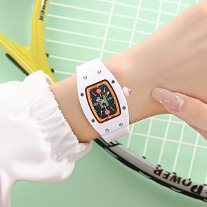 New Women's Candy Series Watch Genuine Diamond Square Waterproof Fashion Luminous lady quartz Watch 8084B