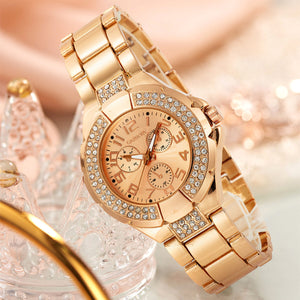 PINTIME Diamond-Embedded Fashion Waterproof Quartz Watch Business Casual Watch Women 2021