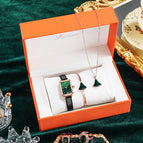 2021 New Fashion lady watch Square Set Women's Watch Small Green quartz bracelet Watch set fxn051