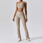 New Leisure Sports Yoga women Suit Thread Wide Leg Micro Horn Pilates Back Fitness running yoga Suit Set TZ8056-6 TZ8056-7