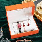 2021 New Fashion lady watch Square Set Women's Watch Small Green quartz bracelet Watch set fxn051