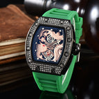 New Richard men and women watch Hollow-out Diamond-Embedded Barrel-Shaped Waterproof Quartz Pointer casual men Watch 9928