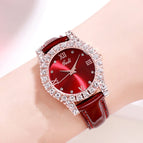 GEDI 51009 Women Fashion Casual Watches New Style Leather Strap Simple Quartz Wristwatch Korean Version Diamond Ladies