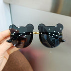 Cute Cartoon Bear Sun Glasses for Children Fashion Kids Sunglasses Girls Rimless Transparent Anti-glare Glasses Trendy Boys