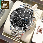 OLEVS Men's watch Multi-functional timing three eye quartz watch luminous waterproof men's causal watch 2870